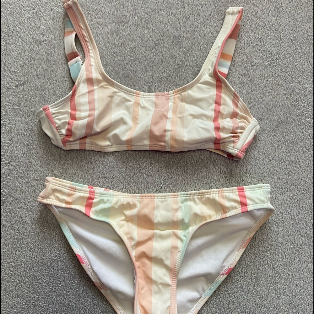 stripped bikini bottoms and top